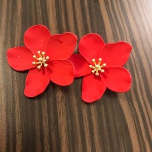 Red Flower Earrings